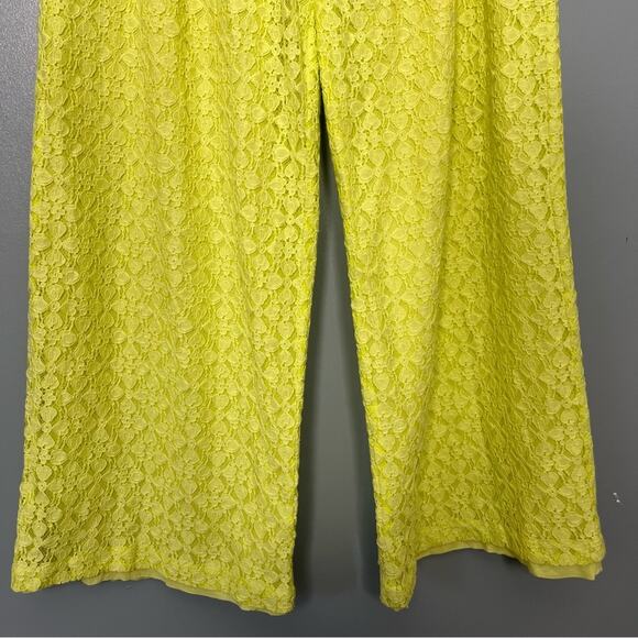 Anthropologie Ollari Lacy Wide Leg Tassel Pants Trousers Lime Green Women’s S - Picture 5 of 12
